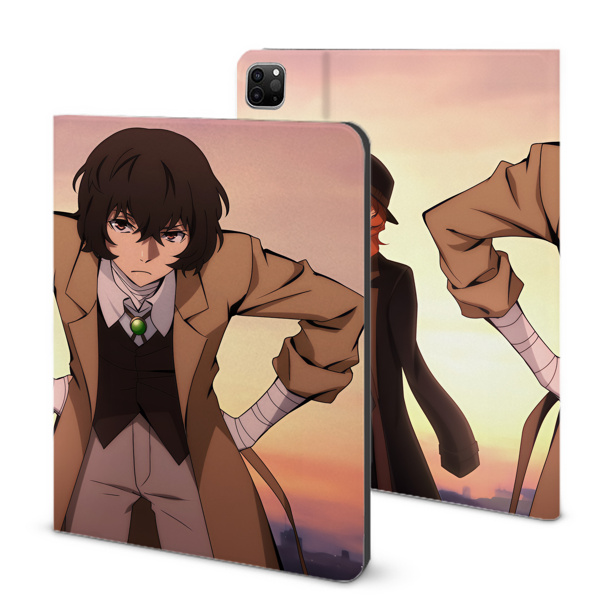 （画像用） 文豪ストレイドッグス Bungo Stray Dogs IPad ケース ブック型 PUレザー TPU 耐衝撃 軽量 薄型 ペン収納なし 全面保護 IPad 各モデル対応